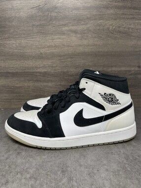 Air Jordan 1 Mid Diamond Sneakers Mens Size 11.5 Black White DH6933-100
